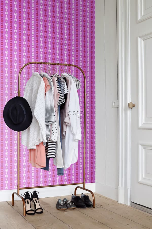 ESTAhome tapet spets rosa och rött 53 cm x 10,05 m