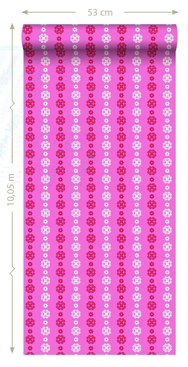 ESTAhome tapet spets rosa och rött 53 cm x 10,05 m