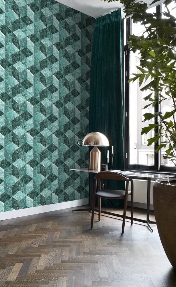 Origin Wallcoverings tapet 3D marmor motiv smaragdgrönt 53 cm x 10,05 m