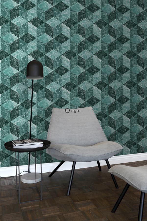 Origin Wallcoverings tapet 3D marmor motiv smaragdgrönt 53 cm x 10,05 m