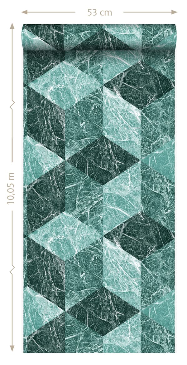 Origin Wallcoverings tapet 3D marmor motiv smaragdgrönt 53 cm x 10,05 m