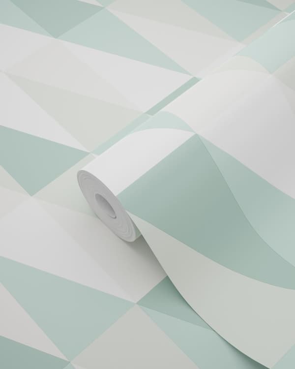 ESTAhome tapet grafiske trekanter mintgrønt og blåt 53 cm x 10,05 m