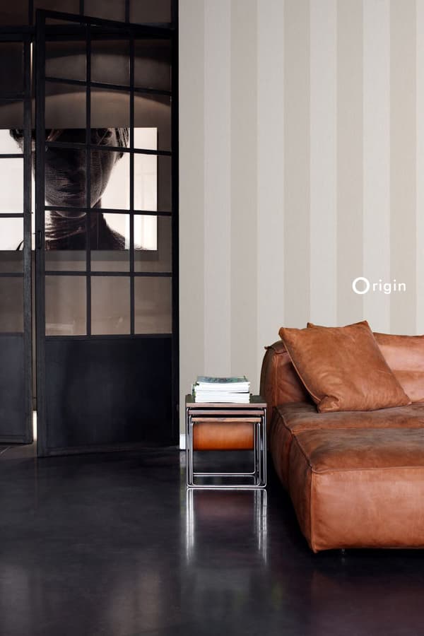 Origin Wallcoverings tapet ränder ljust mullvadsgrått 53 cm x 10,05 m