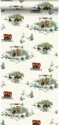 Miniatyrbillede 1 af 11: ESTAhome tapet cowboys mintgrønt og orange - 128717 - 53 cm x 10,05 m