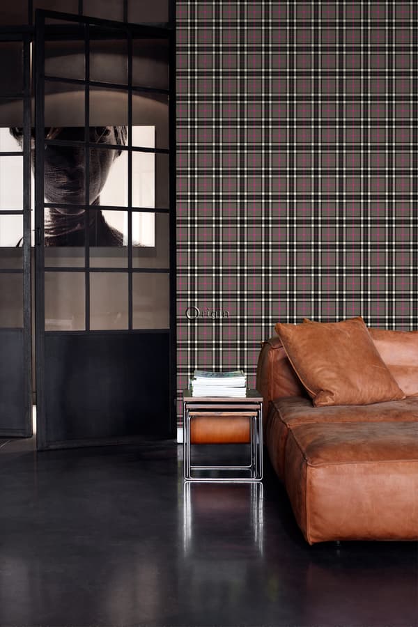 Origin Wallcoverings tapet rombemotiv mørkegråt og lyserødt 53 cm x 10,05 m