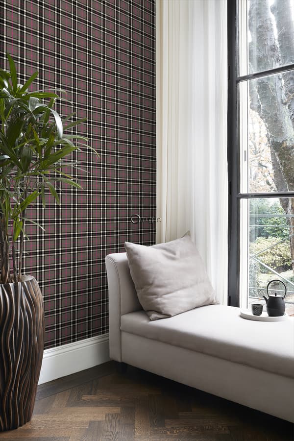 Origin Wallcoverings tapet rombemotiv mørkegråt og lyserødt 53 cm x 10,05 m