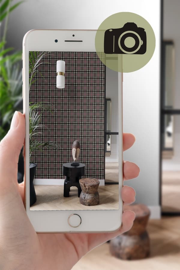 Origin Wallcoverings tapet rombemotiv mørkegråt og lyserødt 53 cm x 10,05 m