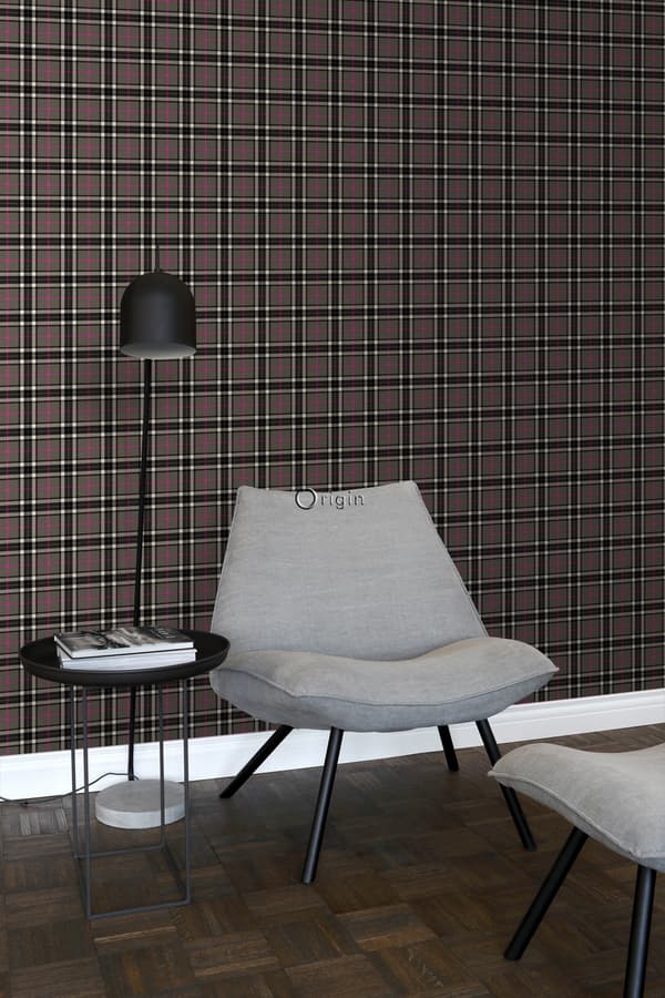 Origin Wallcoverings tapet rombemotiv mørkegråt og lyserødt 53 cm x 10,05 m