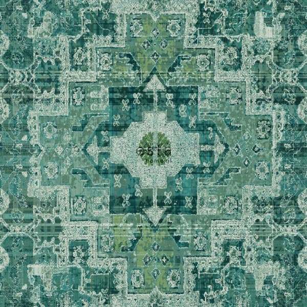 ESTAhome tapet orientalisk kelim lapptäcksmatta smaragdgrönt 53 cm x 10,05 m