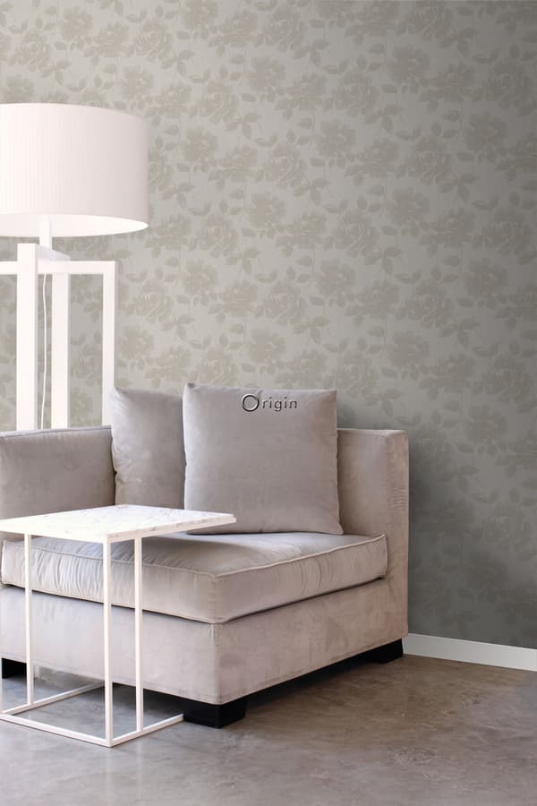 Origin Wallcoverings tapet rosor ljust mullvadsgrått 53 cm x 10,05 m