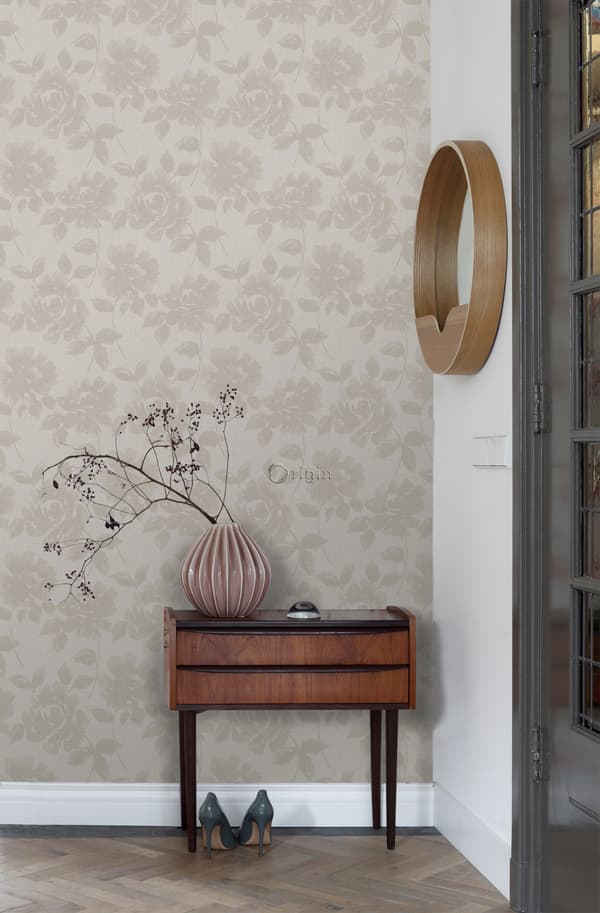 Origin Wallcoverings tapet rosor ljust mullvadsgrått 53 cm x 10,05 m