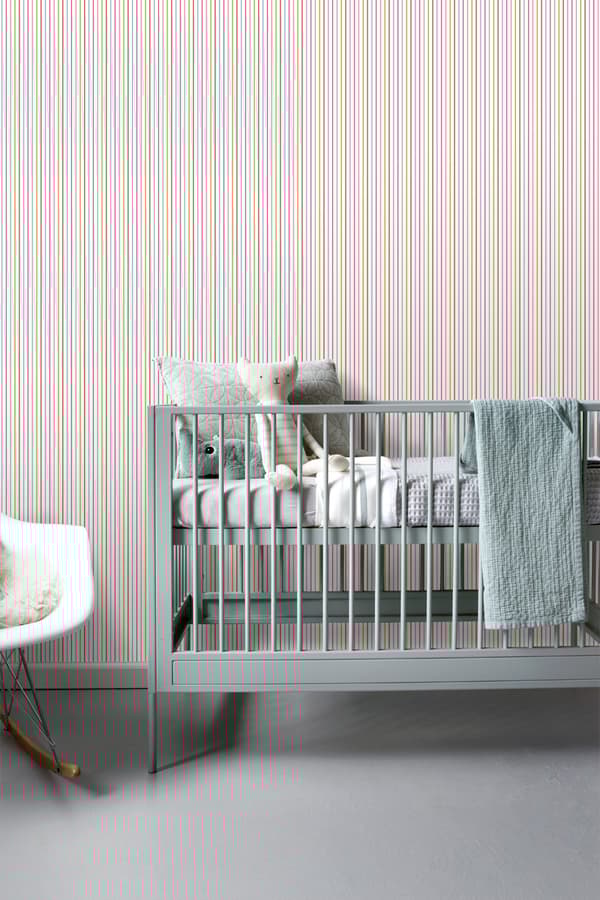ESTAhome tapet ränder limegrönt och rött 53 cm x 10,05 m