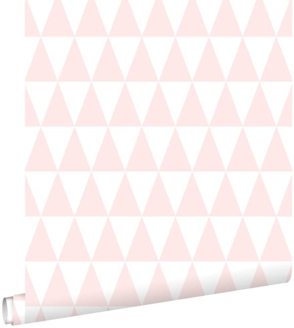 ESTAhome tapet grafiska trianglar ljusrosa och vitt 53 cm x 10,05 m