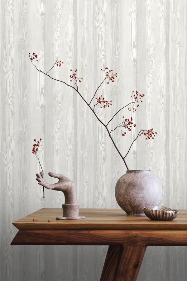 ESTAhome tapet træeffekt hvidt, gråt og beige 53 cm x 10,05 m
