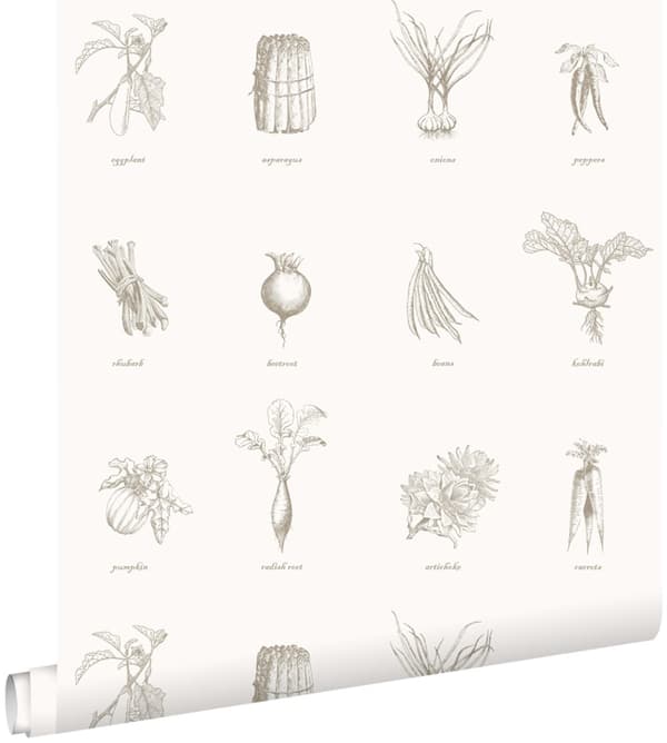 ESTAhome tapet grönsaker beige 53 cm x 10,05 m
