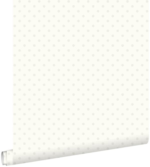 ESTAhome tapet prikker hvidt og sølv 53 cm x 10,05 m