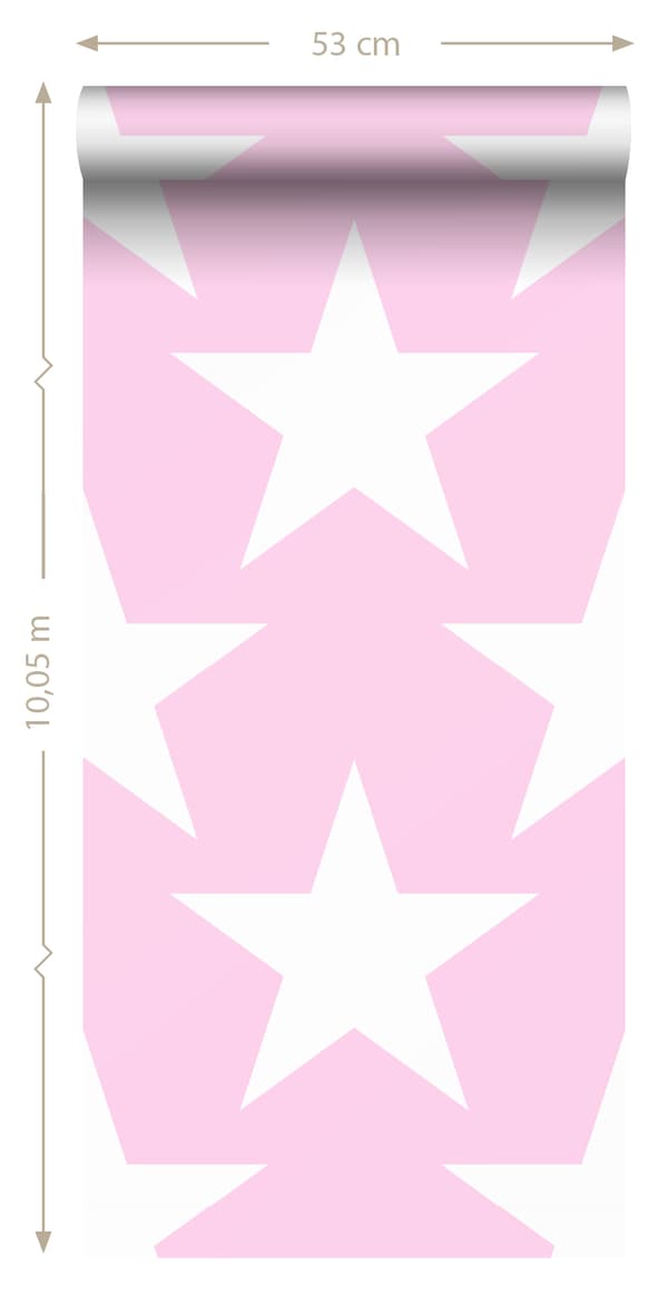 Sanders & Sanders tapet stjerner skinnende lyserødt - 935255 - 53 cm x 10,05 m