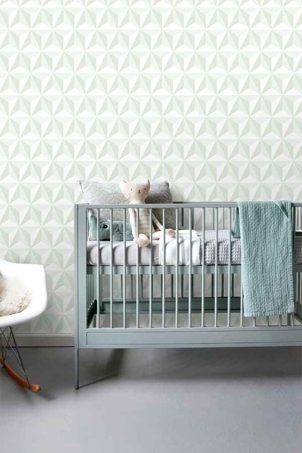 ESTAhome tapet 3D grafik mintgrønt 53 cm x 10,05 m