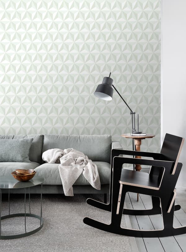 ESTAhome tapet 3D grafik mintgrønt 53 cm x 10,05 m