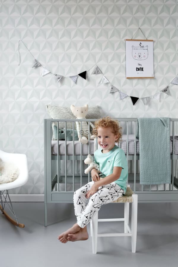 ESTAhome tapet 3D grafik mintgrønt 53 cm x 10,05 m
