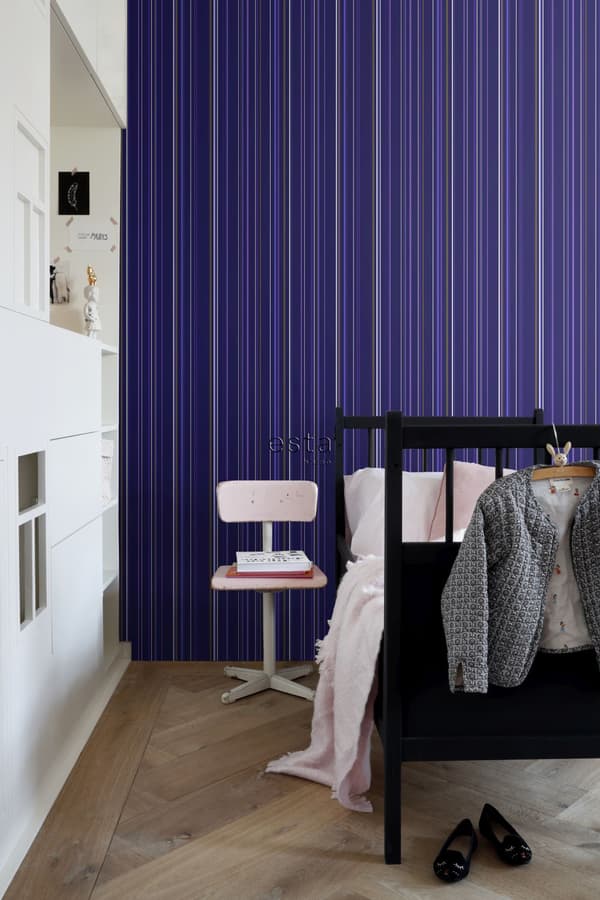 ESTAhome tapet ränder lila och brunt 53 cm x 10,05 m