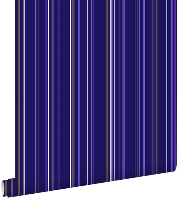 ESTAhome tapet ränder lila och brunt 53 cm x 10,05 m