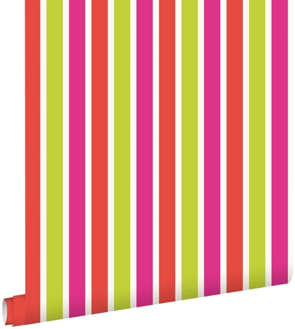 ESTAhome tapet ränder limegrönt och rosa 53 cm x 10,05 m