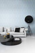 Miniatyrbillede 5 af 8: Origin Wallcoverings tapet grafiske linjer turkis og lilla 53 cm x 10,05 m