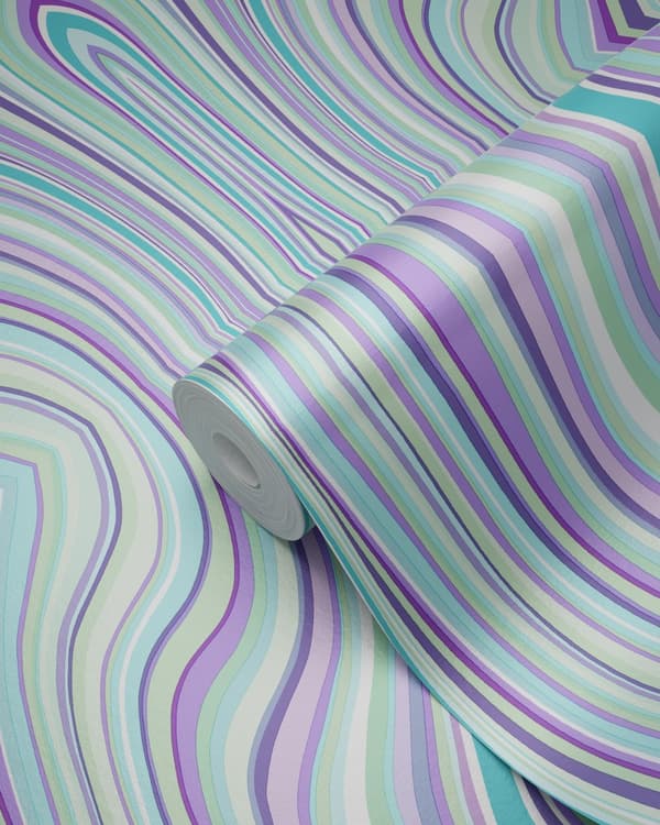 Origin Wallcoverings tapet grafiske linjer turkis og lilla 53 cm x 10,05 m