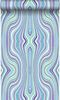 Miniatyrbillede 1 af 8: Origin Wallcoverings tapet grafiske linjer turkis og lilla 53 cm x 10,05 m