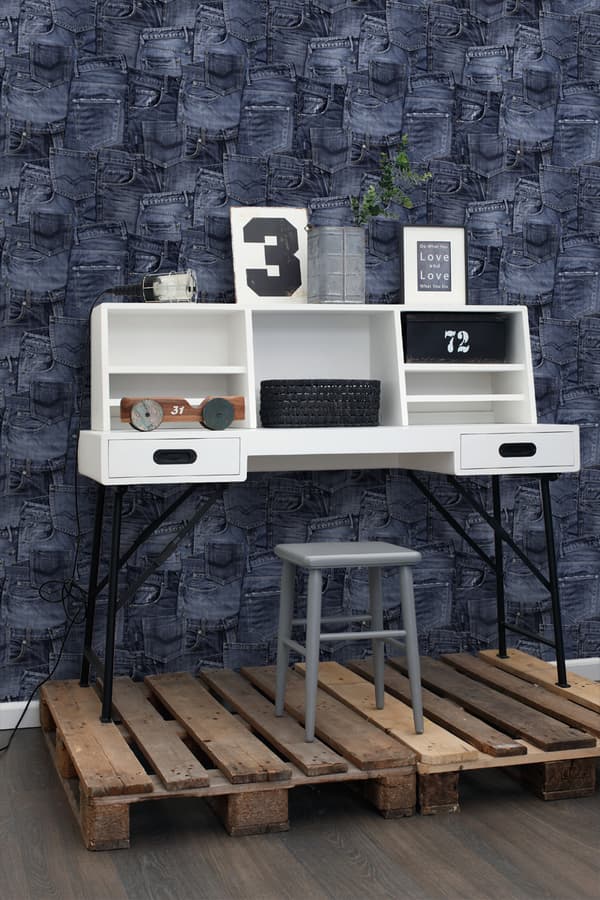 ESTAhome tapet jeansstof blækblåt 53 cm x 10,05 m