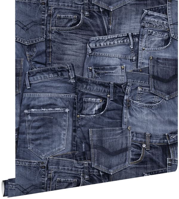 ESTAhome tapet jeansstof blækblåt 53 cm x 10,05 m