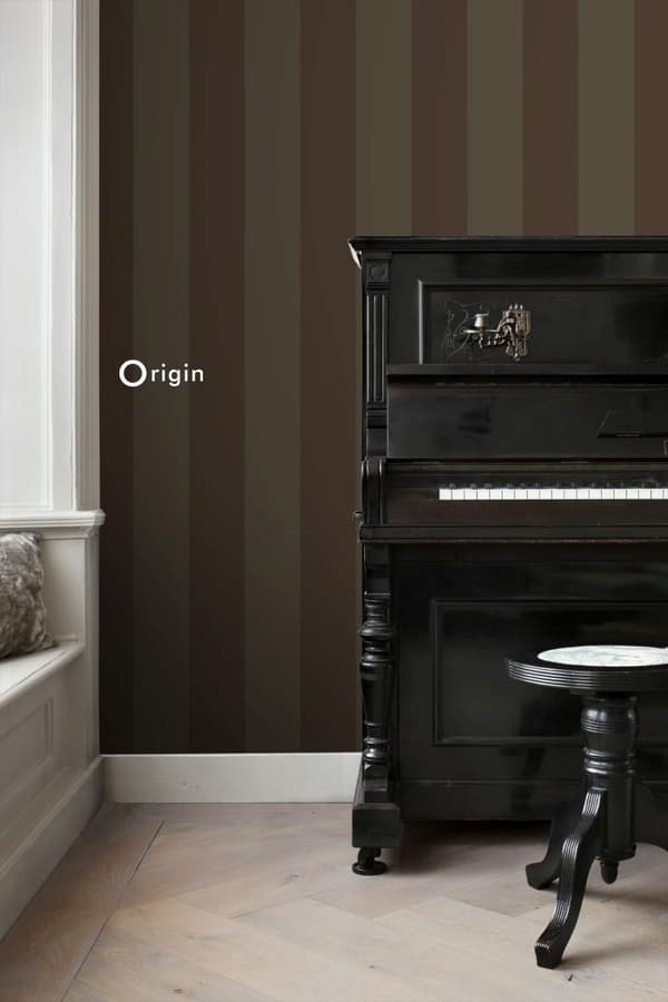 Origin Wallcoverings tapet ränder matt brunt och glänsande brons 53 cm x 10,05 m