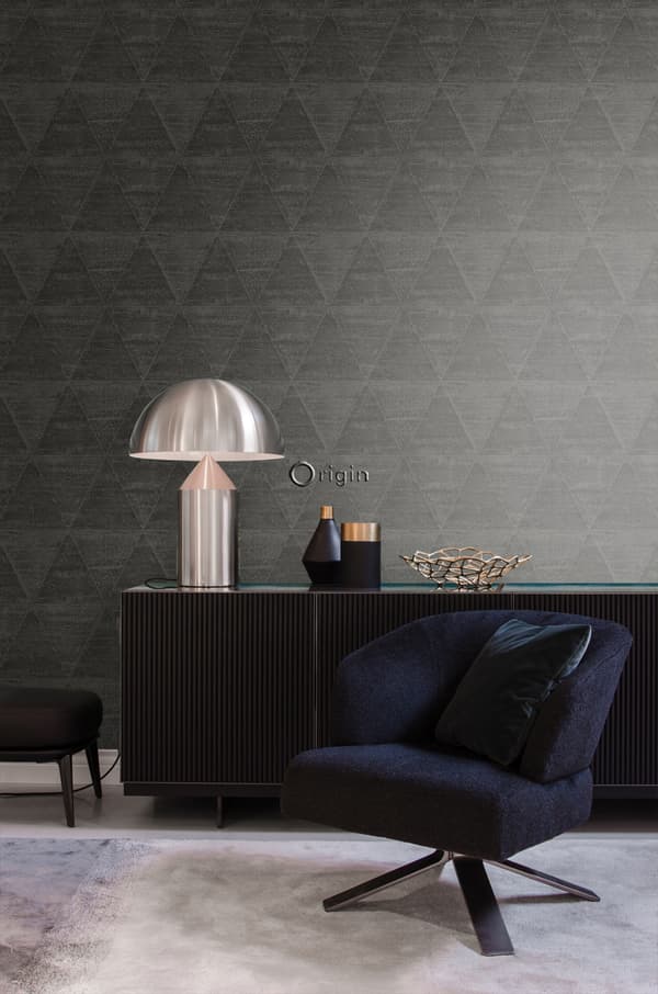 Origin Wallcoverings tapet slitna metalltrianglar svart 53 cm x 10,05 m