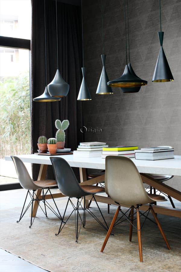 Origin Wallcoverings tapet slitna metalltrianglar svart 53 cm x 10,05 m