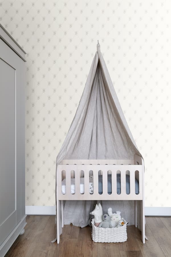 Origin Wallcoverings tapet knapprydd vitt och ljusgrått 53 cm x 10,05 m