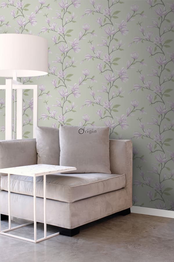 Origin Wallcoverings tapet magnolia havgrønt og lilla 53 cm x 10,05 m
