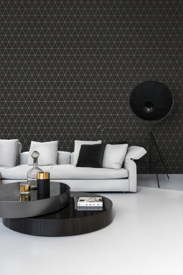 Origin Wallcoverings tapet grafiska trianglar svart och guld 0,53 x 10,05 m