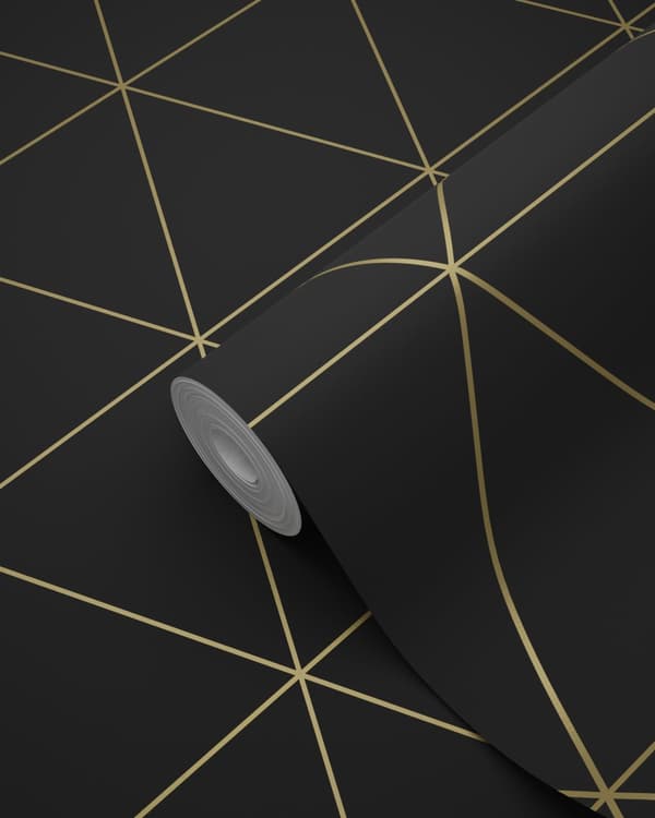 Origin Wallcoverings tapet grafiska trianglar svart och guld 0,53 x 10,05 m