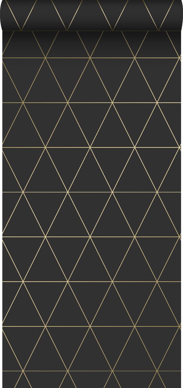 Origin Wallcoverings tapet grafiska trianglar svart och guld 0,53 x 10,05 m
