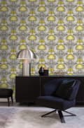 Miniatyrbild 2 av 7: Origin Wallcoverings tapet Art Nouveau blommönster ockra och grått 53 cm x 10,05 m