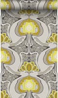 Miniatyrbild 1 av 7: Origin Wallcoverings tapet Art Nouveau blommönster ockra och grått 53 cm x 10,05 m