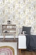Miniatyrbild 4 av 7: ESTAhome tapet cirkus ljusgrått, beige och glänsande vitt - 128705 - 53 cm x 10,05 m