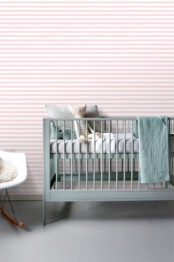 ESTAhome tapet tecknade ränder ljusrosa och vitt 0,53 x 10,05 m