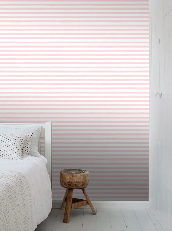 ESTAhome tapet tecknade ränder ljusrosa och vitt 0,53 x 10,05 m
