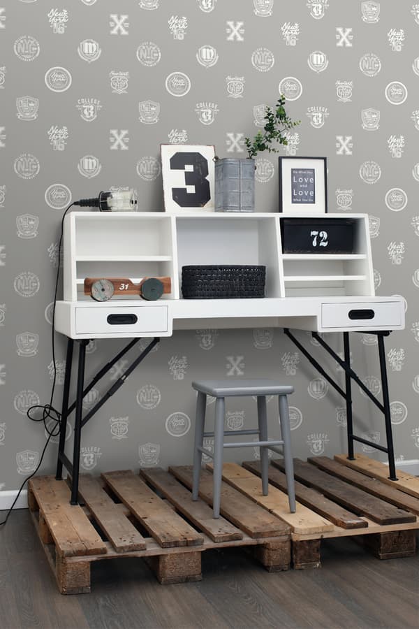 ESTAhome tapet skolemblem mullvadsgrått 53 cm x 10,05 m