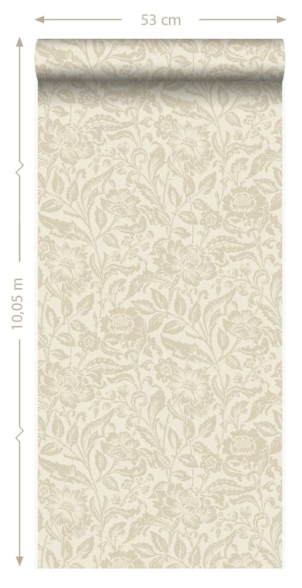 Origin Wallcoverings tapet blomster cremefarvet 53 cm x 10,05 m