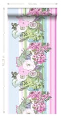 Miniatyrbillede 4 af 4: ESTAhome tapet vintage blomster lyserosa og turkis 53 cm x 10,05 m