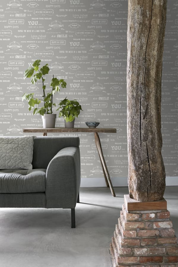 ESTAhome tapet text på svarta tavlan beige 53 cm x 10,05 m