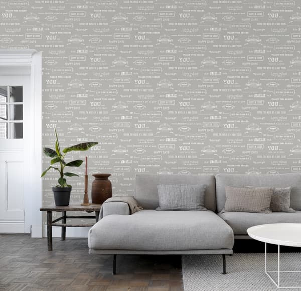 ESTAhome tapet text på svarta tavlan beige 53 cm x 10,05 m